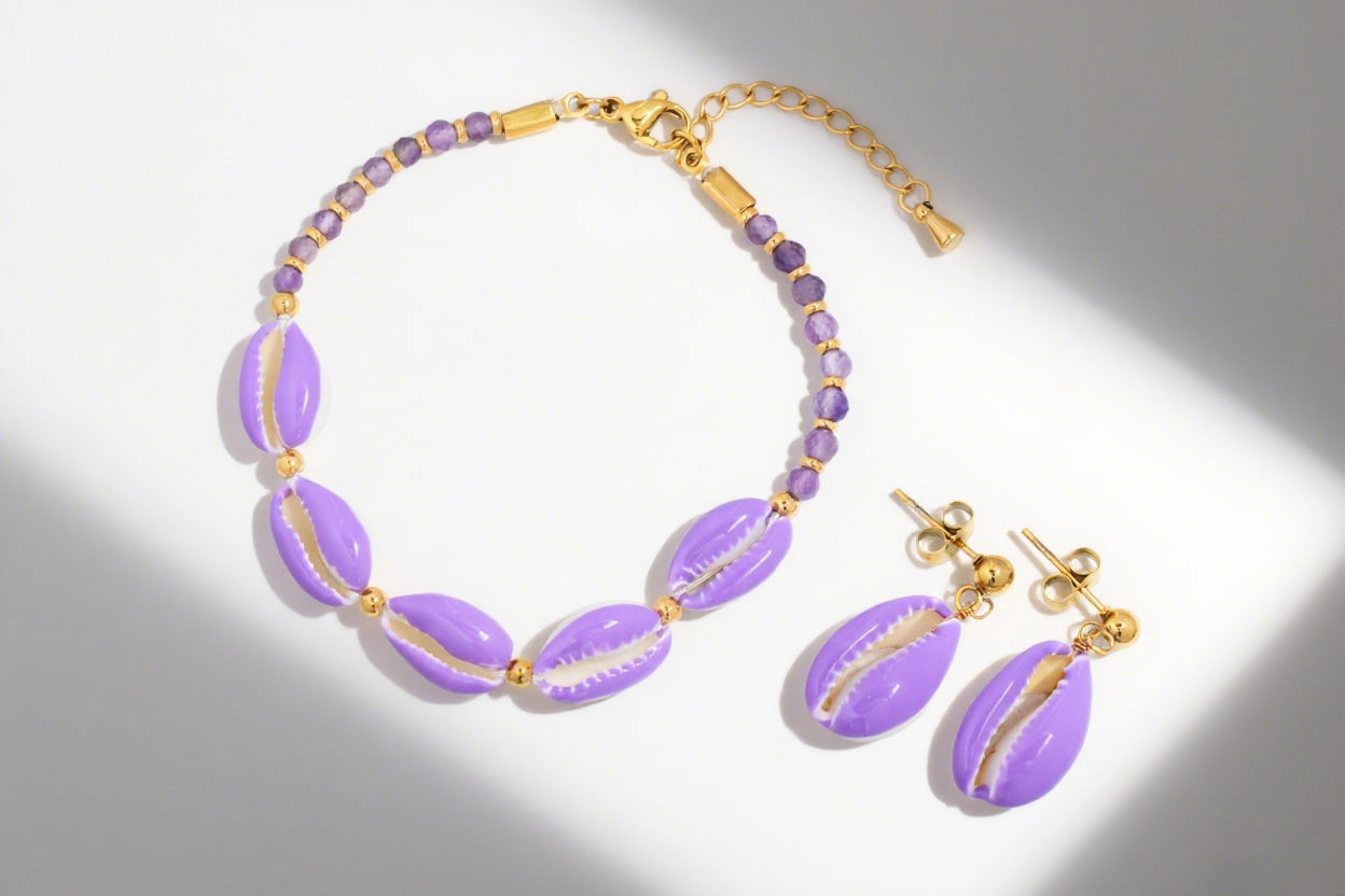 Rainbow Seashell Jewelry Set