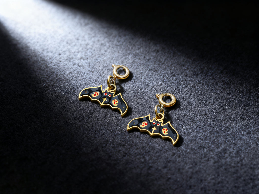 5 Styles Halloween Necklaces, Leather Rope with Stainless Steel 18K Gold Plated Enamel Pendants, Niche Dark Style Festival Exclusive Neckwearendant/Enamel Bat Pendants for Halloween